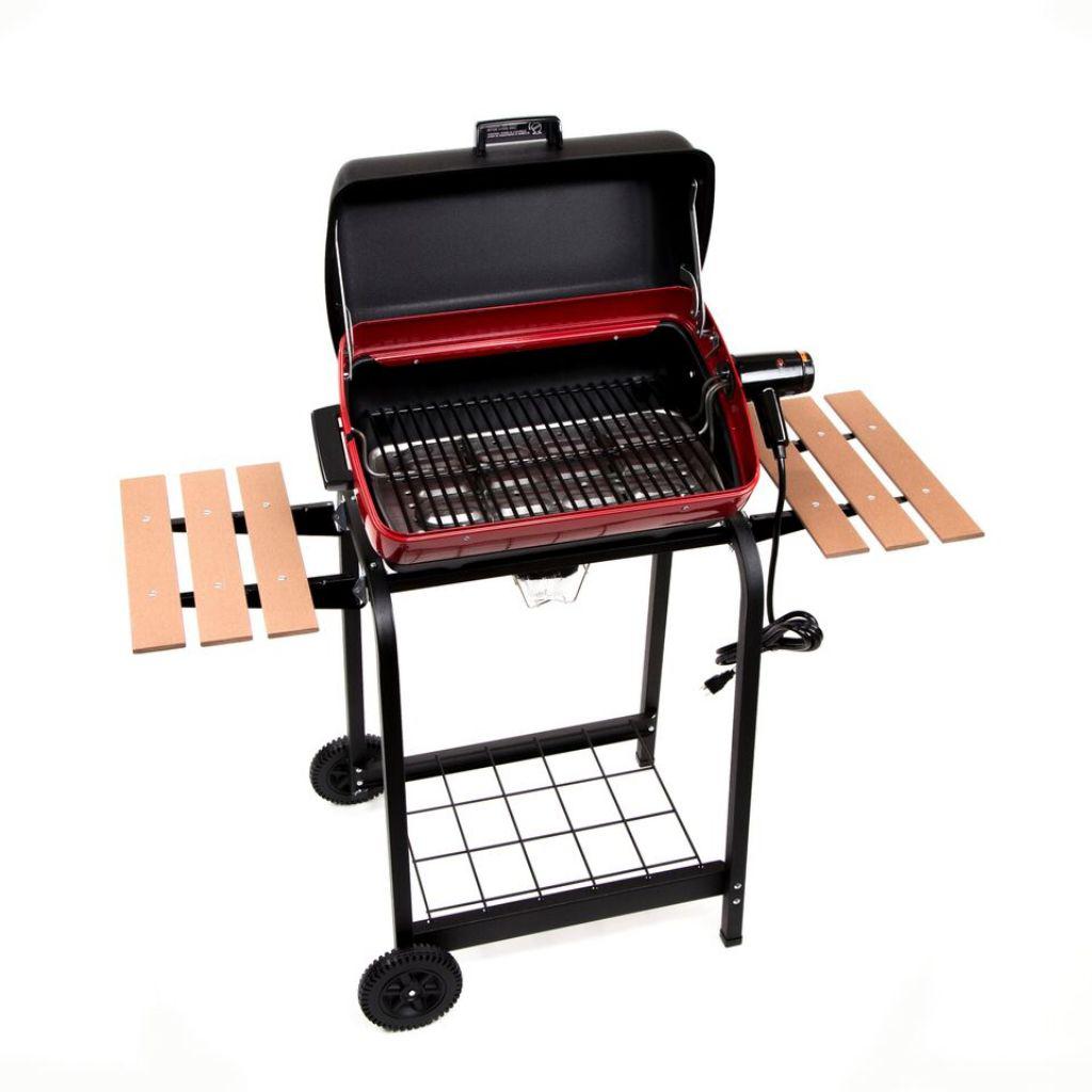 Americana 21-Inch Electric Cart Grill with Rotisserie and Folding Side Tables