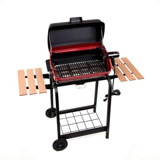 Americana 21-Inch Electric Cart Grill with Rotisserie and Folding Side Tables