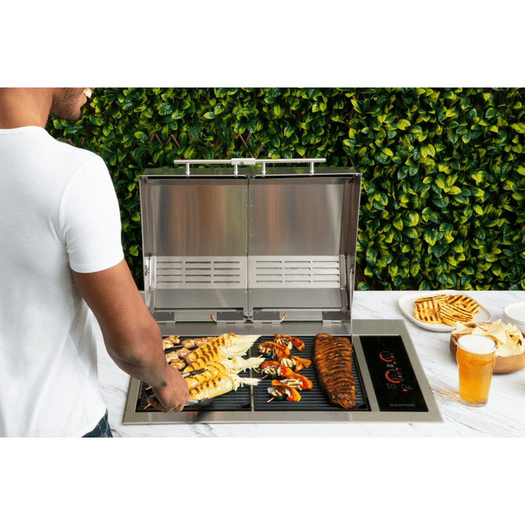 Kenyon Texan 30-Inch Built-In Electric Grill - 2-Burner Split-Lid with Touch Controls