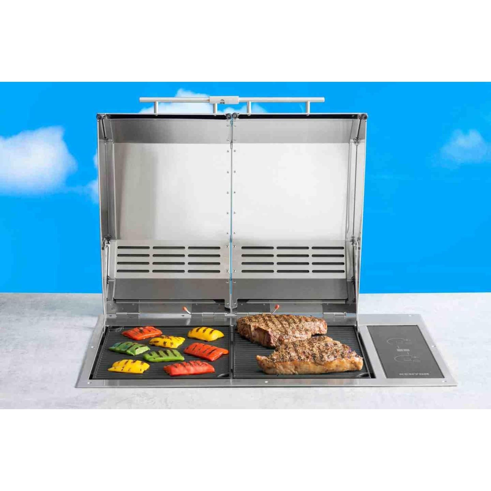 Kenyon Texan 30-Inch Built-In Electric Grill - 2-Burner Split-Lid with Touch Controls