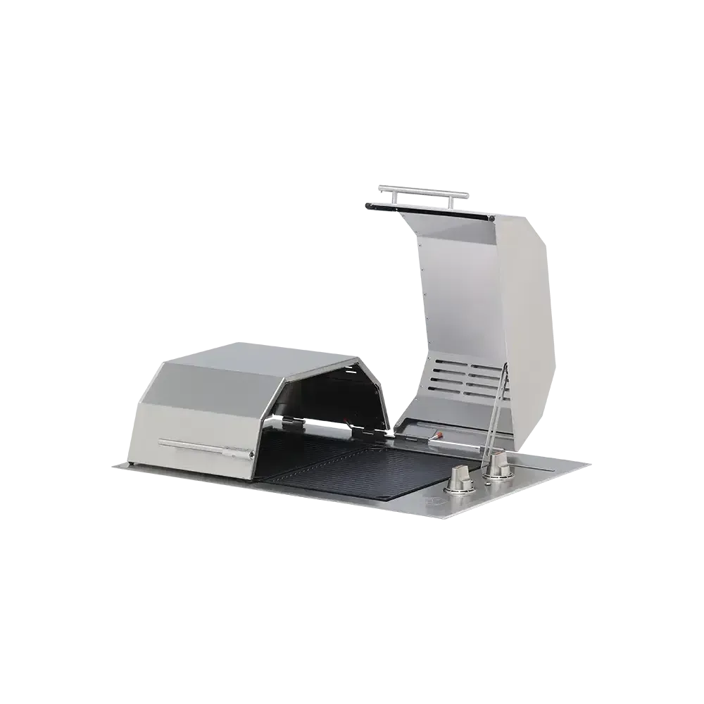 Kenyon Texan 30-Inch Built-In Electric Grill - 240V Split-Lid Dual-Burner with Precision Knob Control