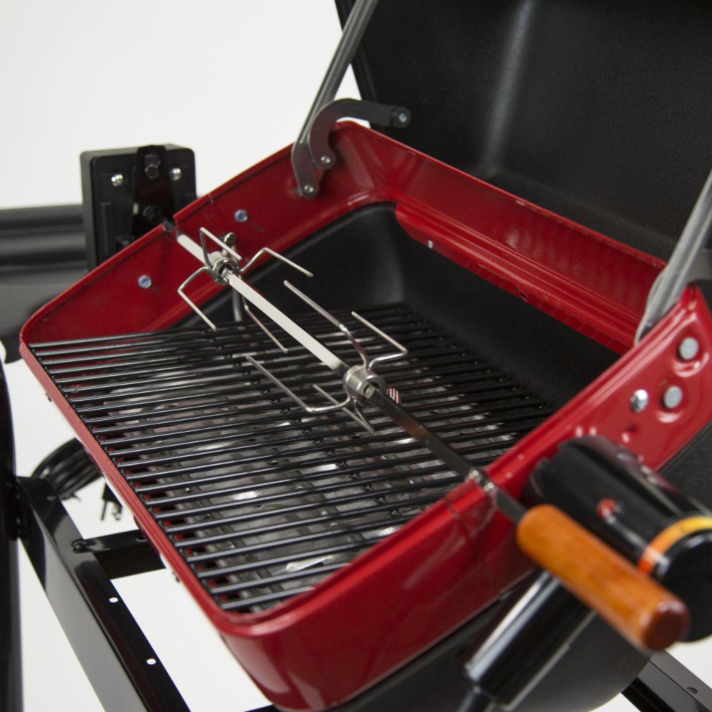 Americana 21-Inch Electric Cart Grill - Black with Rotisserie and Side Tables