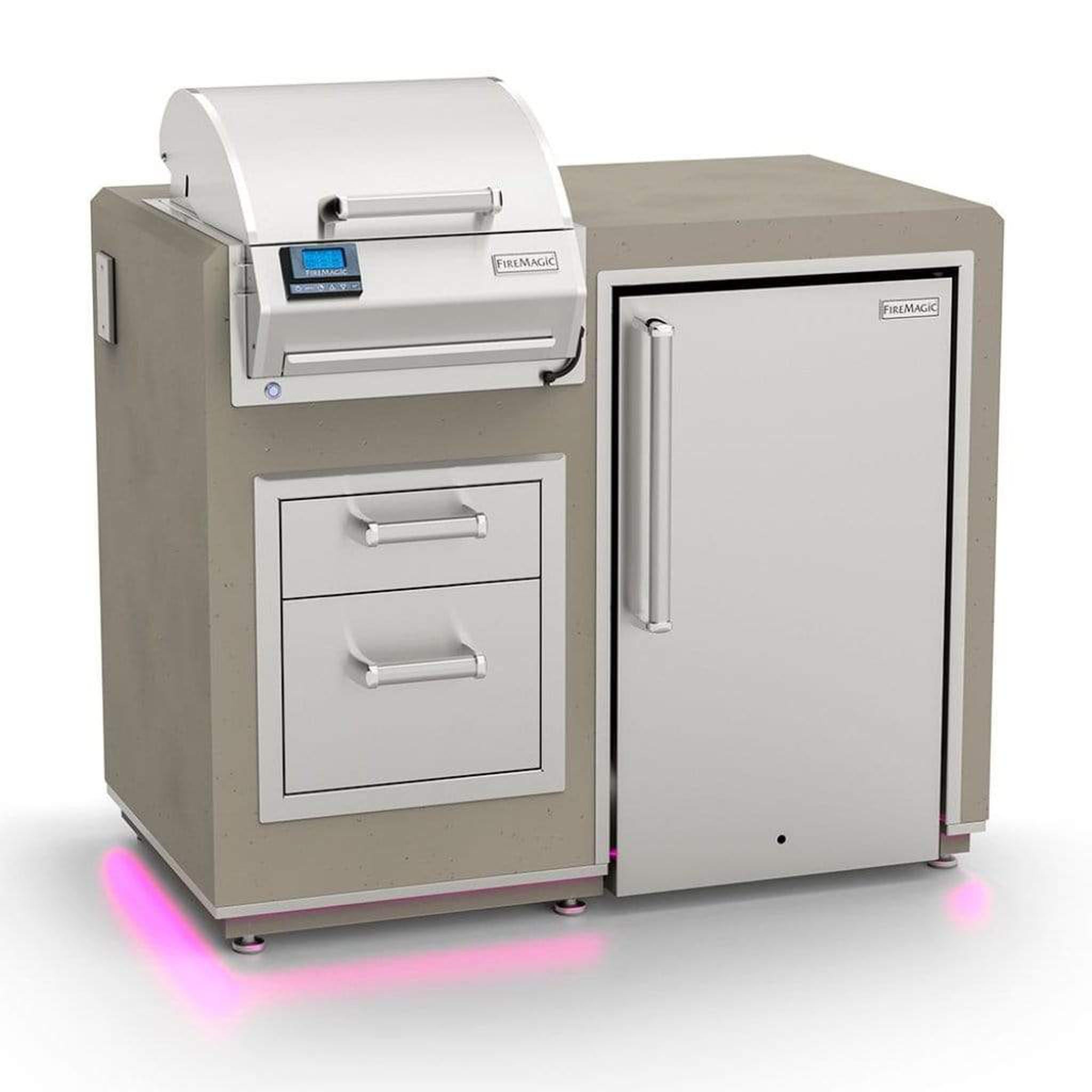 Fire Magic Electric Grill Island Bundle with Refrigerator and Double Drawers