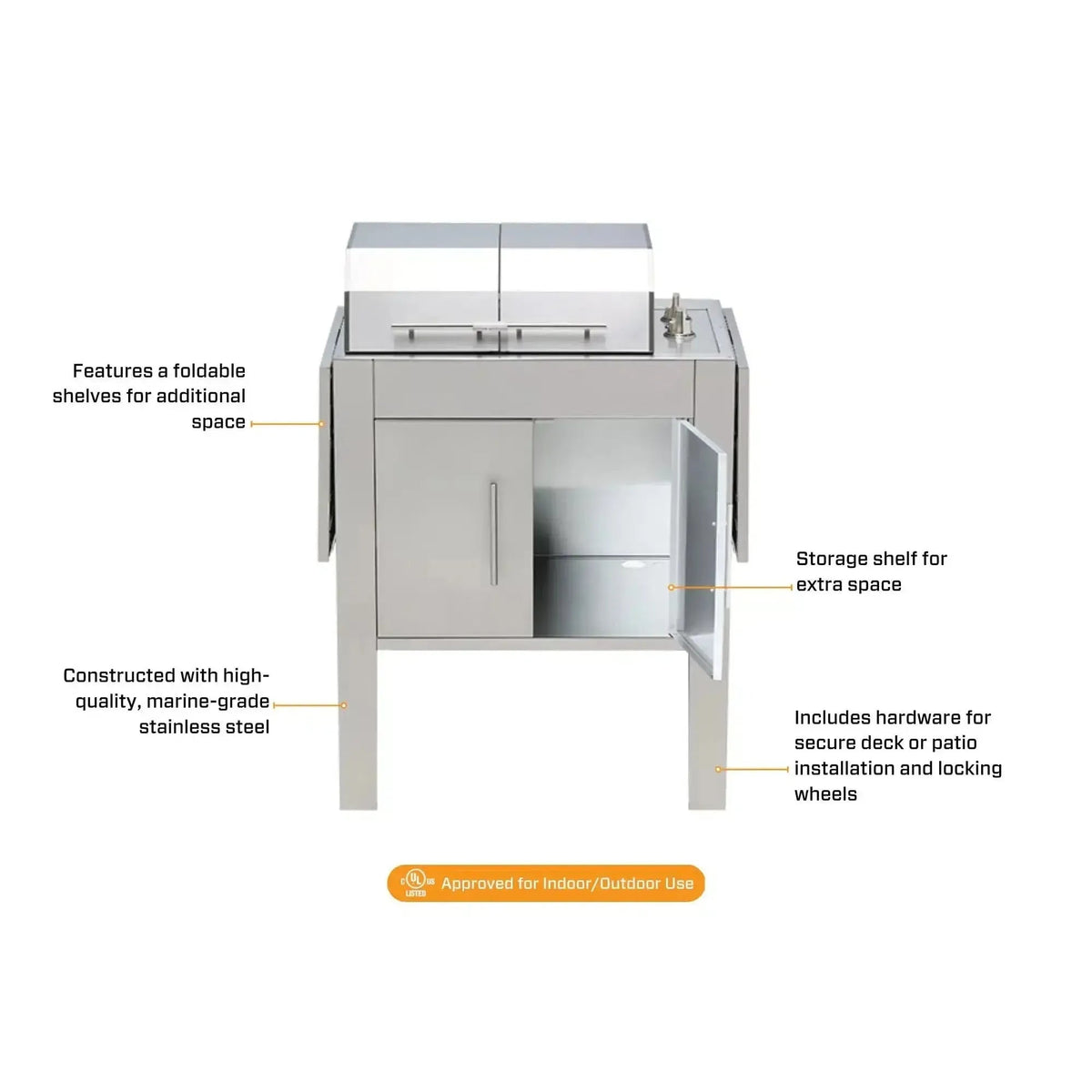 Kenyon Texan 240V Electric Grill with Stand - Dual-Zone Split-Lid Design