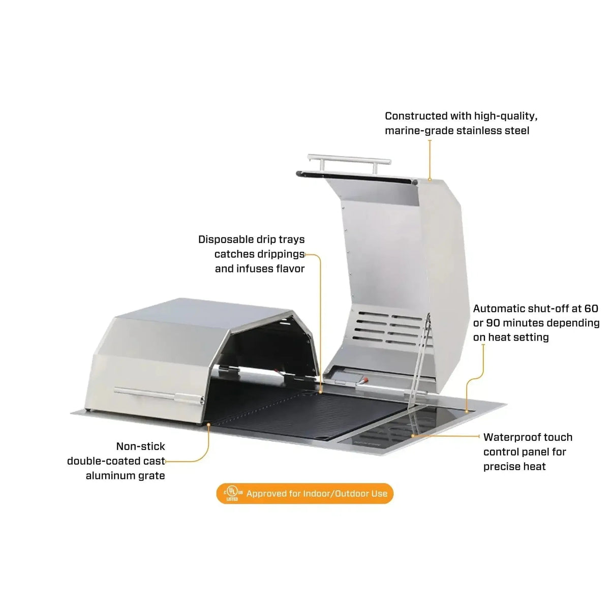 Kenyon Texan 240V Electric Grill with Stand - Dual-Zone Touch Control