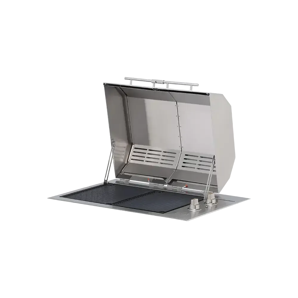 Kenyon Texan 30-Inch Built-In Electric Grill - 240V Split-Lid Dual-Burner with Precision Knob Control
