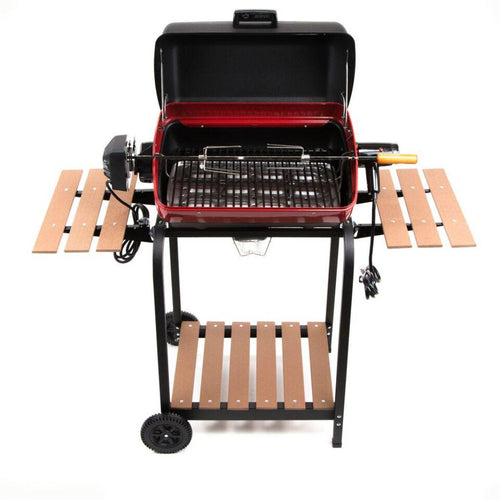 Americana 21-Inch Electric Cart Grill with Folding Side Tables and Storage Shelf