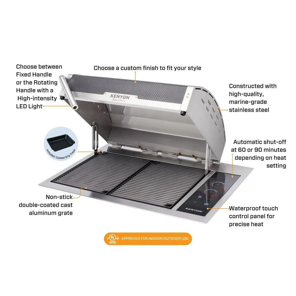 Kenyon Signature 30-Inch 2-Burner Built-In Electric Grill - 240V with IntelliKEN Touch Control