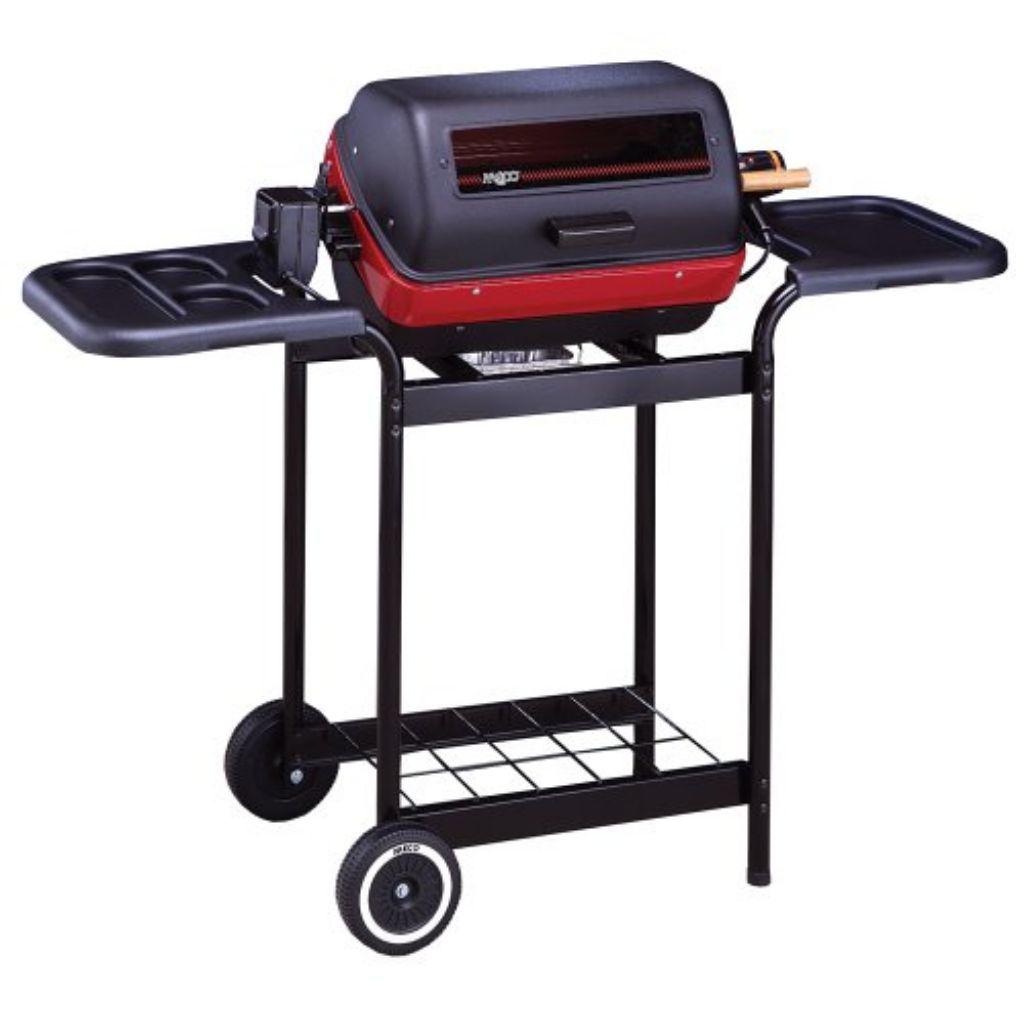 Americana 21-Inch Electric Cart Grill - Black with Rotisserie and Side Tables