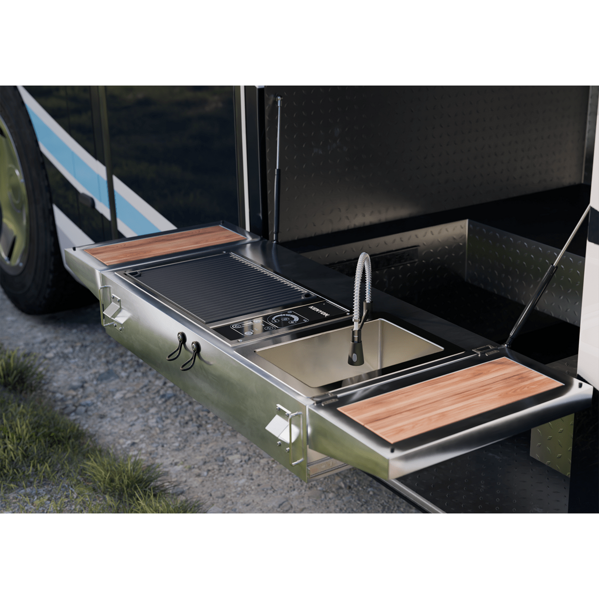 Kenyon Frontier 21-Inch Built-In Electric Grill - 240V Single Burner with IntelliKEN Touch Control