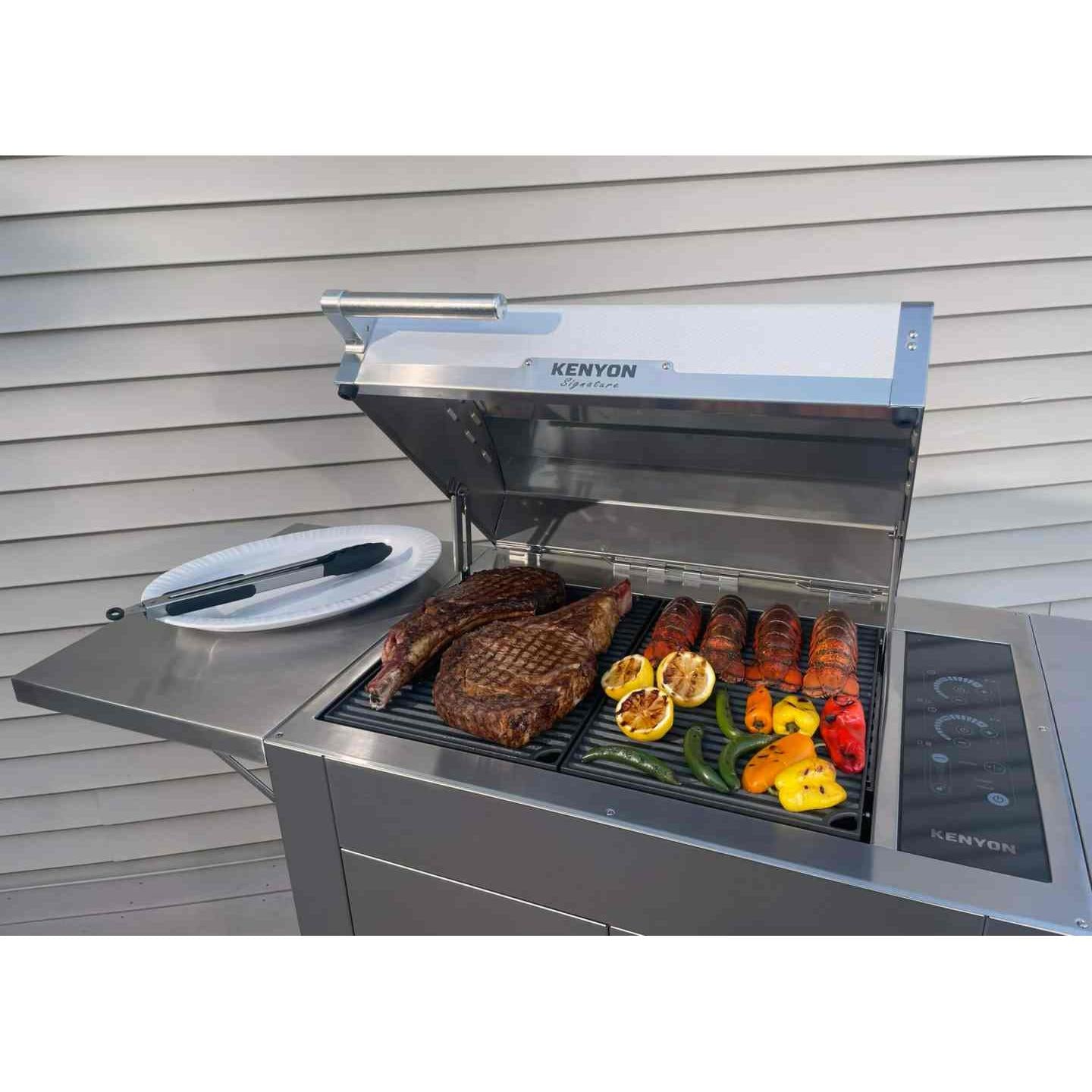Kenyon Signature 60-Inch 2-Burner Electric Grill - 240V Freestanding with IntelliKEN Touch Control & Carbon Fiber Lid