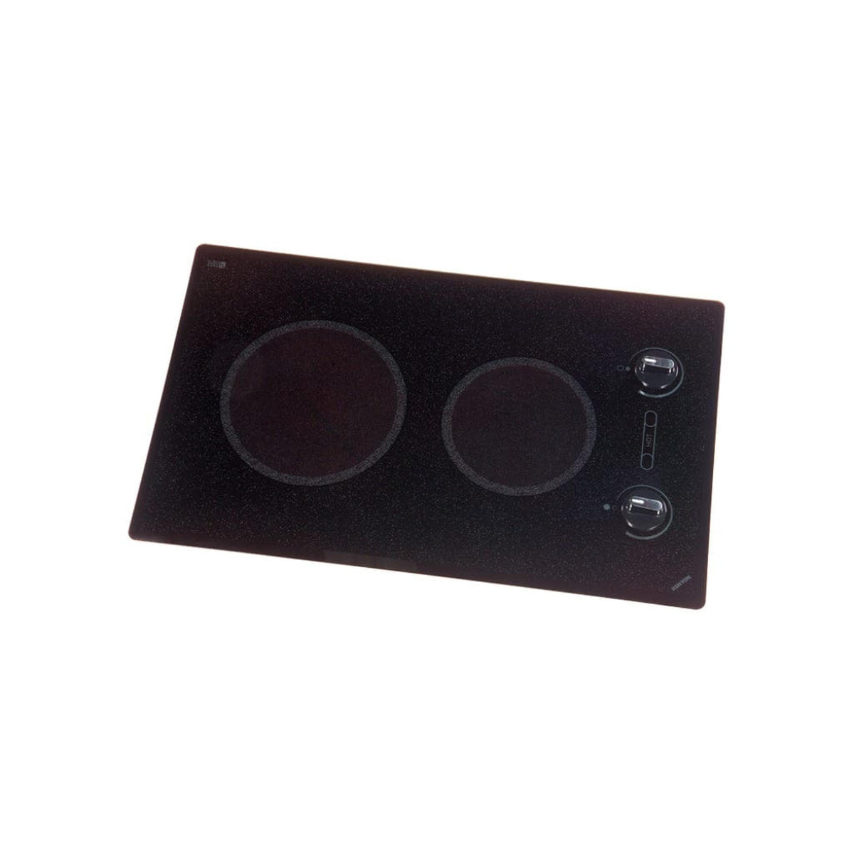 Kenyon Mediterranean 23-Inch 2-Burner Electric Cooktop - Sleek Black Glass with Knob Control