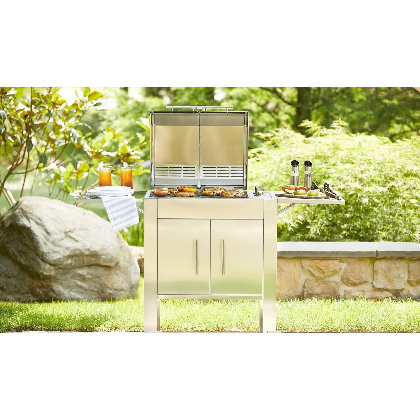 Kenyon Texan 240V Electric Grill with Stand - Dual-Zone Split-Lid Design