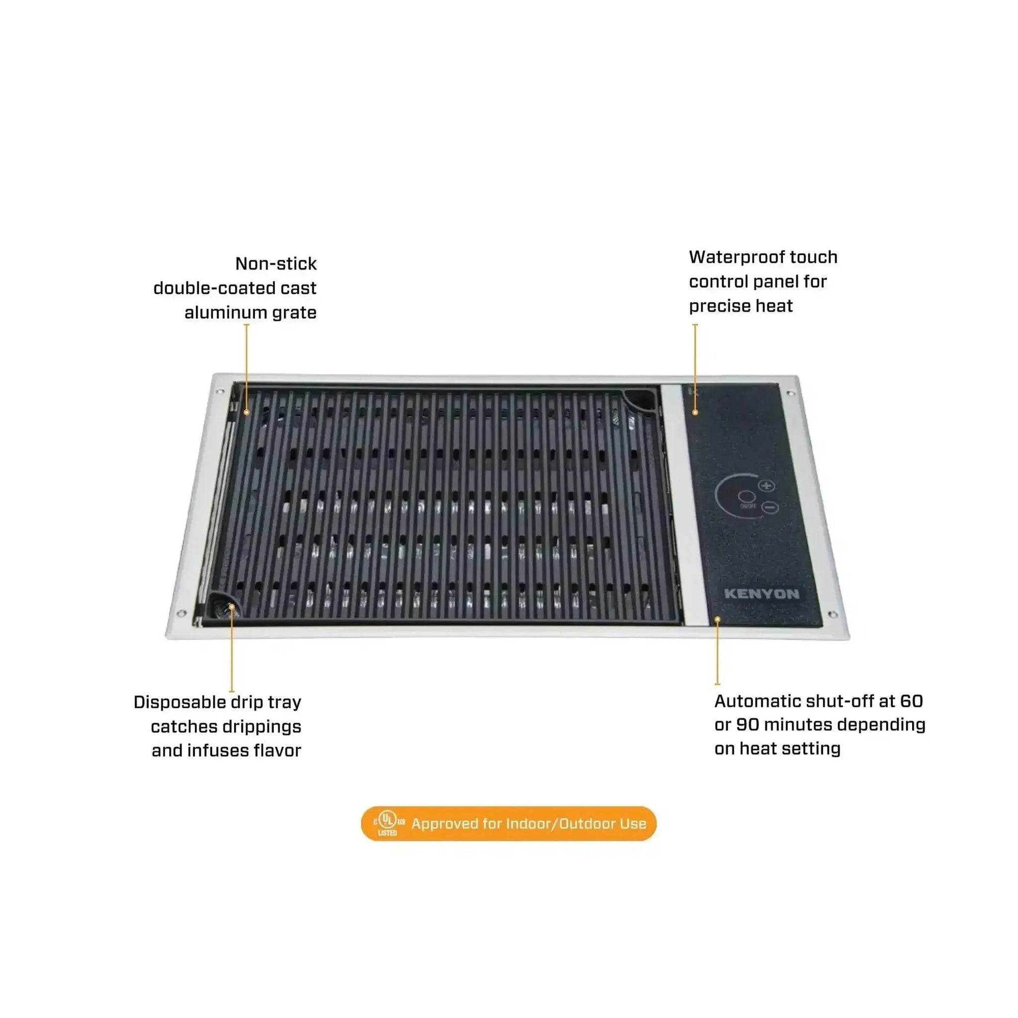 Kenyon Frontier 21-Inch Built-In Electric Grill - 240V Single Burner
