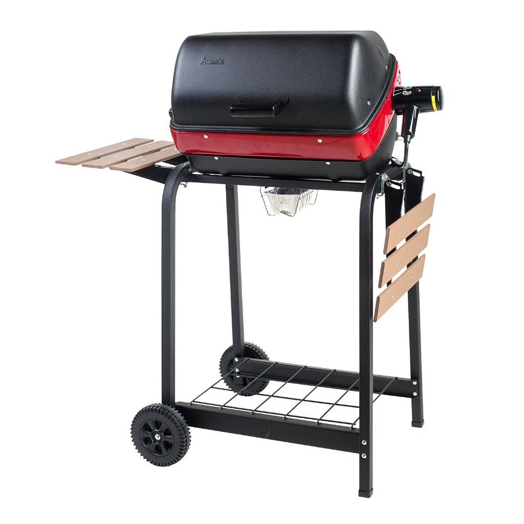 Americana 21-Inch Electric Cart Grill with Folding Side Tables and Storage Shelf
