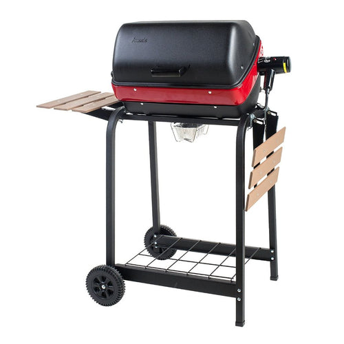 Americana 21-Inch Electric Cart Grill with Folding Side Tables and Storage Shelf