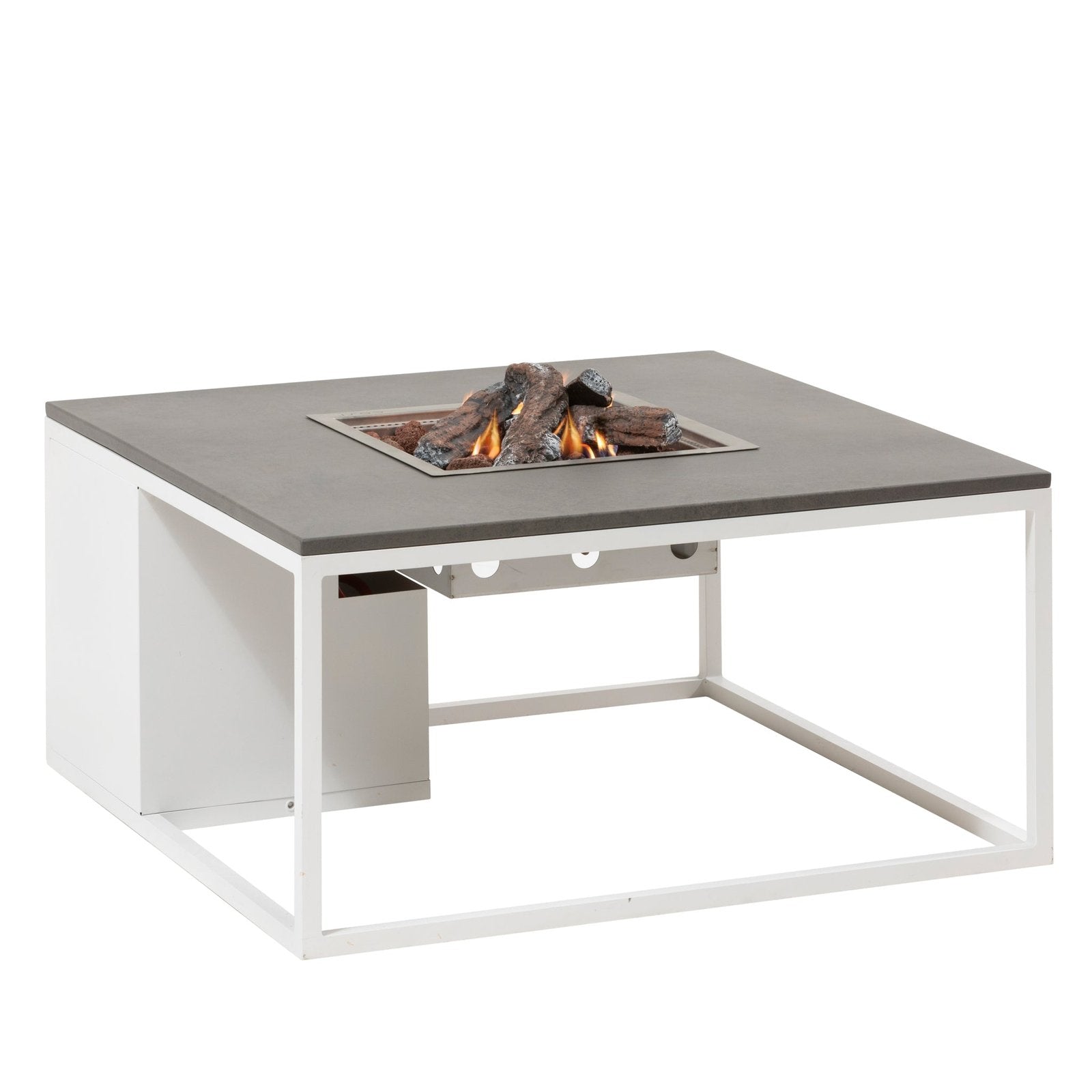 Cosi Cosiloft 100 Square Gas Fire Pit Coffee Table, White Frame with Grey Top