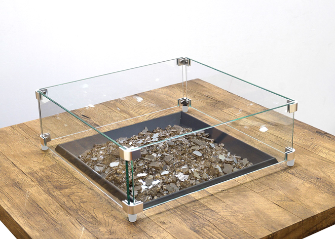 American Fyre Designs Reclaimed Wood Contempo Square Concrete Fire Table with Electronic Ignition