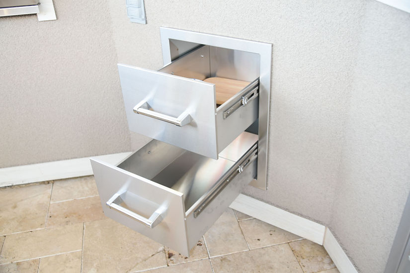 KoKoMo Grills Outdoor Kitchen Stainless Steel Double Drawer view 4