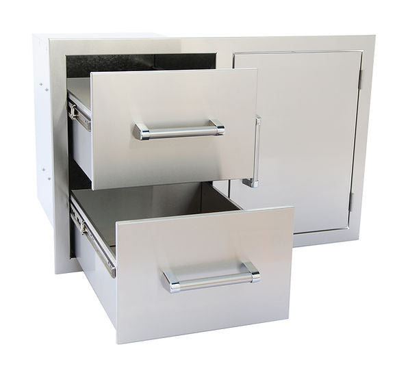 KoKoMo Grills Outdoor Kitchen Stainless Steel Two Drawer / One Door Combo view 3