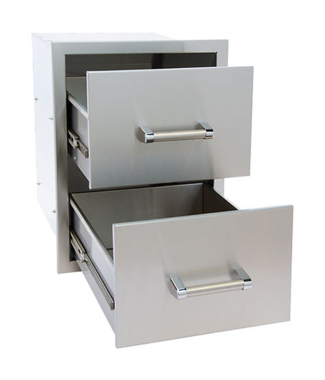 KoKoMo Grills Outdoor Kitchen Stainless Steel Double Drawer view 2