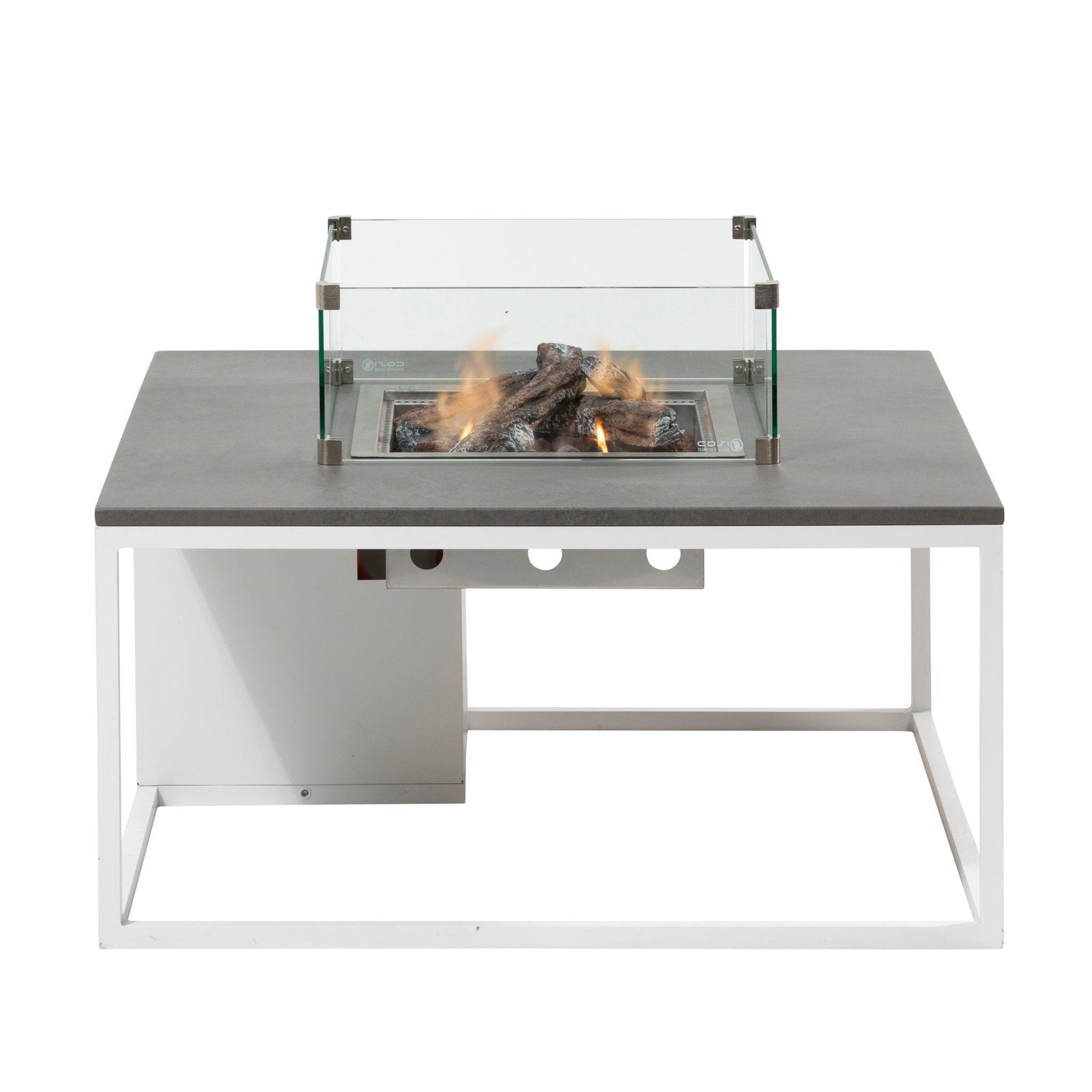 Cosi Cosiloft 100 Square Gas Fire Pit Coffee Table, White Frame with Grey Top