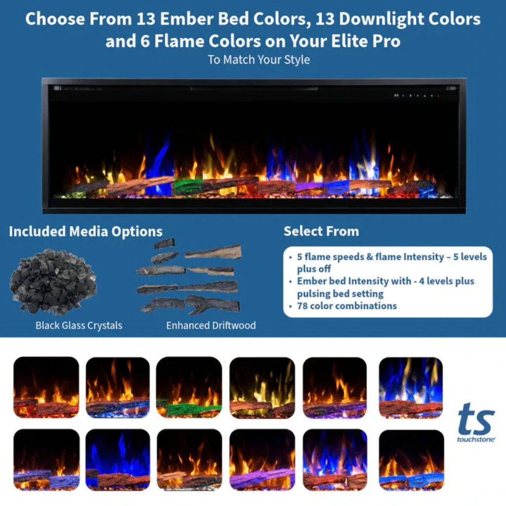 Touchstone Sideline Elite Pro 50" Black Smart Electric Fireplace (Model 80057)