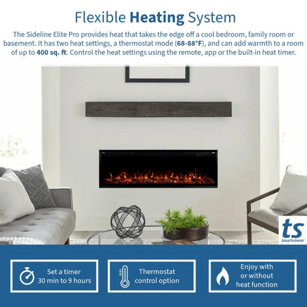 Touchstone Sideline Elite Pro 84-inch Black Smart Electric Fireplace (Model 80062)