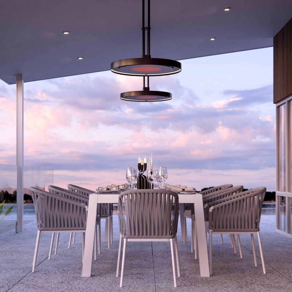 Bromic Eclipse Smart-Heat Electric Patio Heater with Dimmable LED Light, Twin Pole Mount