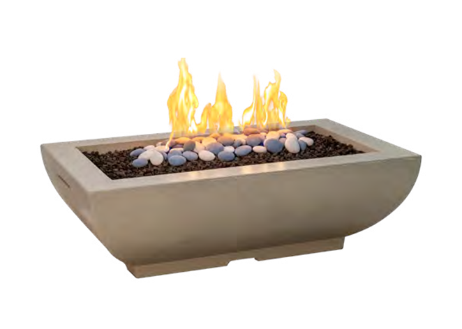 American Fyre Designs Bordeaux Rectangle Concrete Fire Bowl with Electronic Ignition