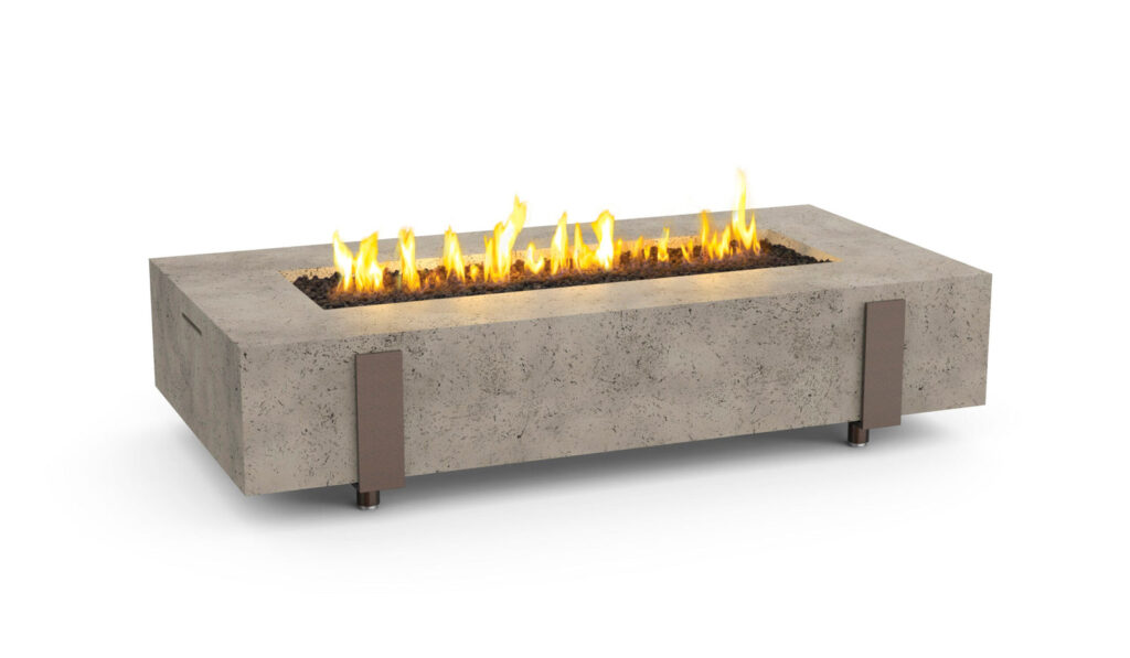 American Fyre Designs Iron Saddle Long Concrete Fire Table