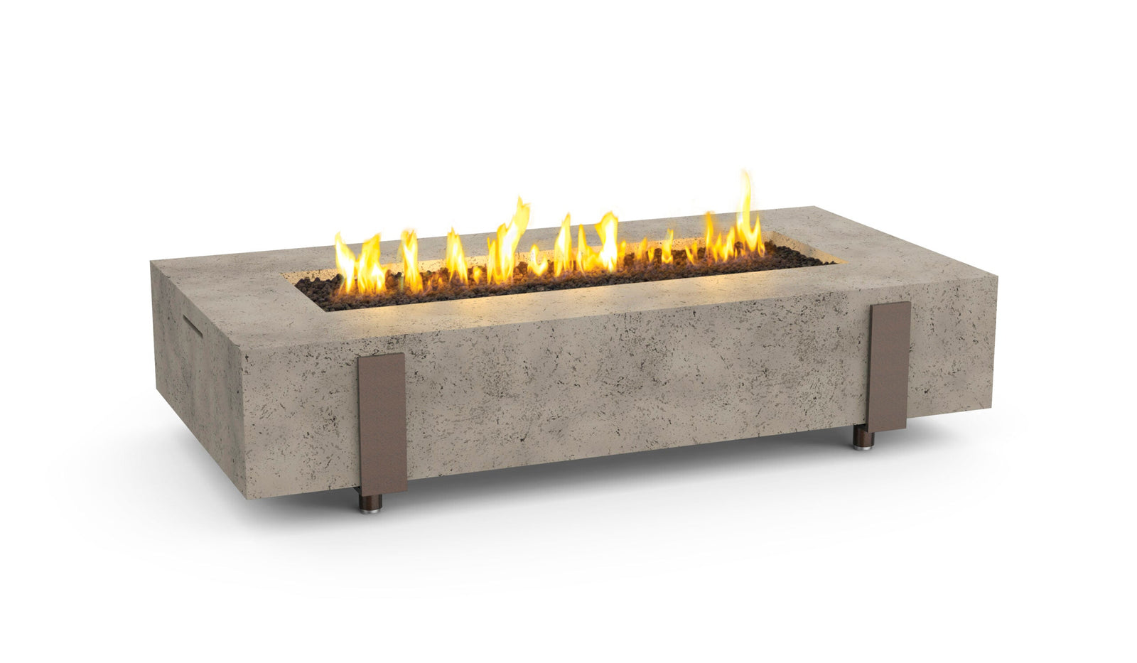 American Fyre Designs Iron Saddle Long Concrete Fire Table
