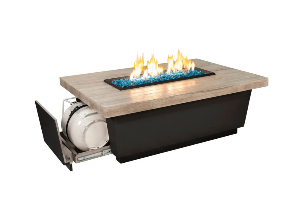 American Fyre Designs Reclaimed Wood Contempo LP Select Concrete Fire Table