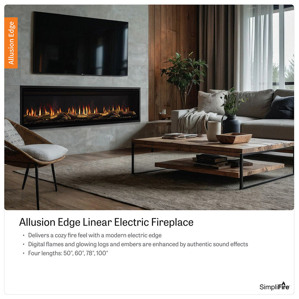 SimpliFire Allusion Edge 50" Linear Built-In Virtual Electric Fireplace