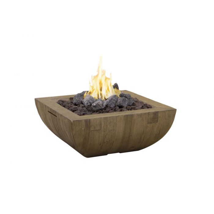 American Fyre Designs Reclaimed Wood Bordeaux Square Concrete Fire Bowl