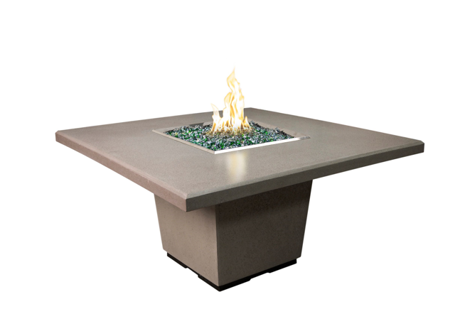 American Fyre Designs Cosmopolitan Square Dining Concrete Fire Table with Electronic Ignition