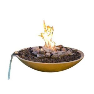 American Fyre Designs 40" Marseille Concrete Fire Bowl with Water Spout