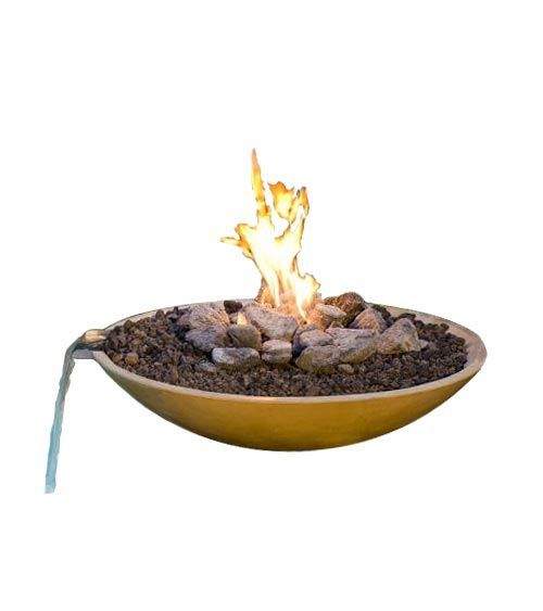 American Fyre Designs 40" Marseille Concrete Fire Bowl with Water Spout