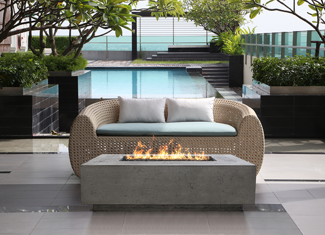 Prism Hardscapes 56" x 38" Tavola 1 Concrete Fire Table