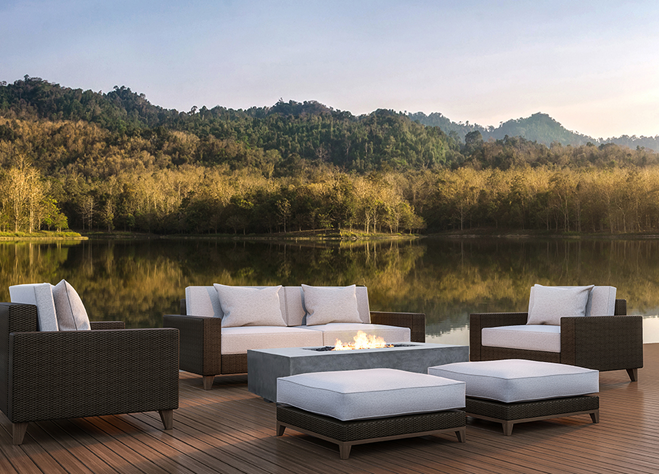 Prism Hardscapes 66" x 38" Tavola 4 Concrete Fire Table