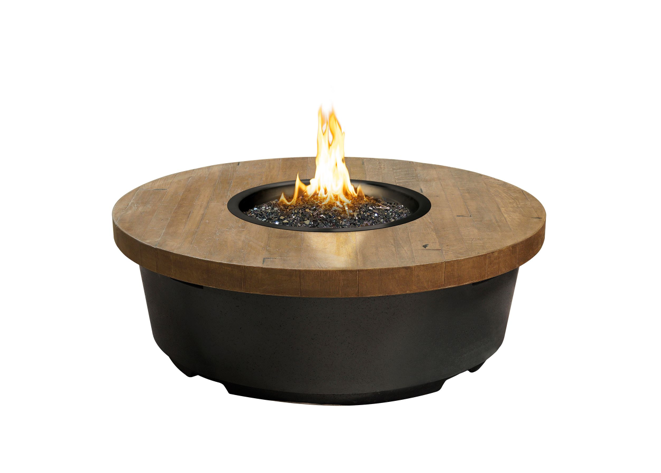 American Fyre Designs Reclaimed Wood Contempo Round Concrete Fire Table