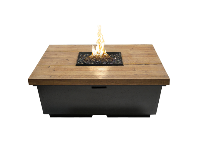 American Fyre Designs Reclaimed Wood Contempo Square Concrete Fire Table