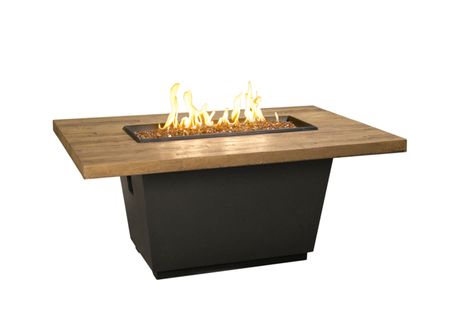 American Fyre Designs Reclaimed Wood Cosmopolitan Rectangle Concrete Fire Table with Electronic Ignition