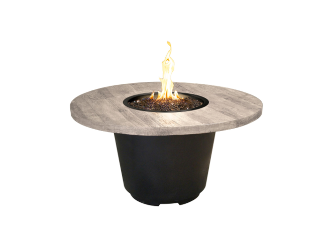 American Fyre Designs Reclaimed Wood Cosmopolitan Round Concrete Fire Table
