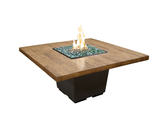 American Fyre Designs Reclaimed Wood Cosmopolitan Square Dining Concrete Fire Table