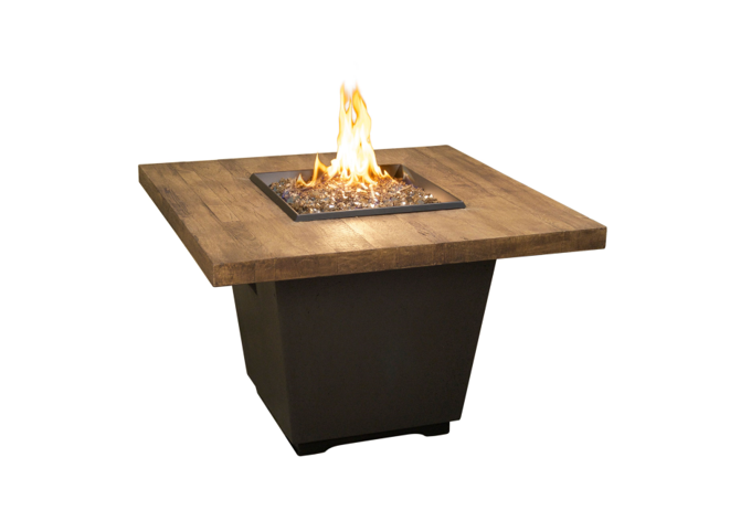American Fyre Designs Reclaimed Wood Cosmopolitan Square Concrete Fire Table