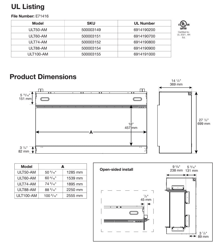 Dimplex Ignite Ultra 100" Linear Electric Fireplace Sided Or Multi Sided