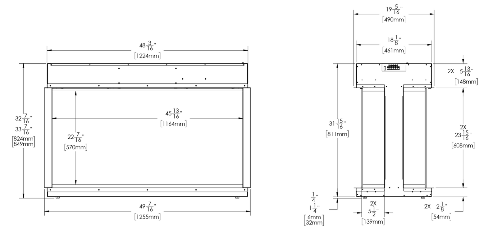 Modern Flames Nova Clear 48" See-Through Virtual Built-In Electric Fireplace (Model NOVA48-CLR)