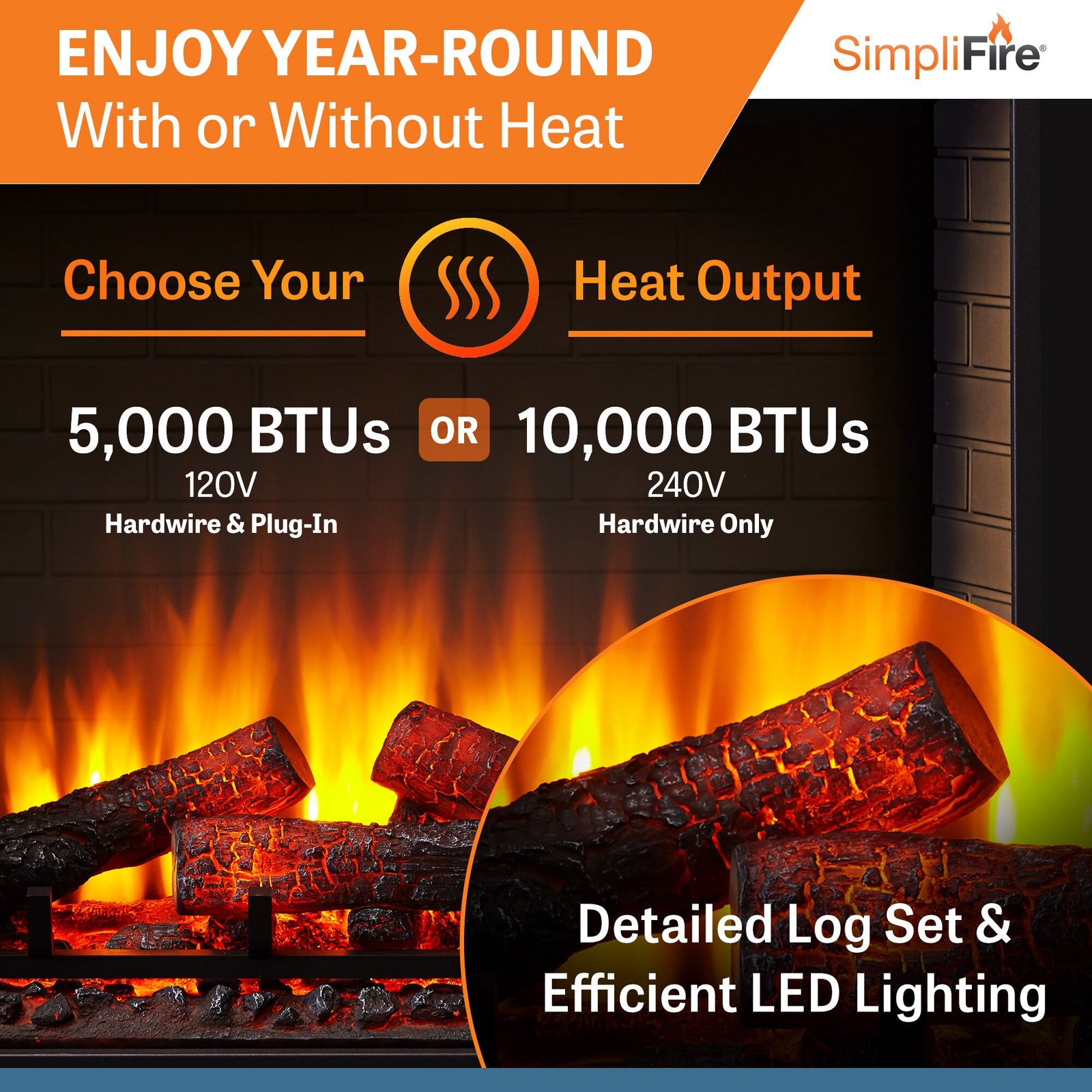 SimpliFire 36" Built-In Electric Fireplace (Model SF-BI36-EB)
