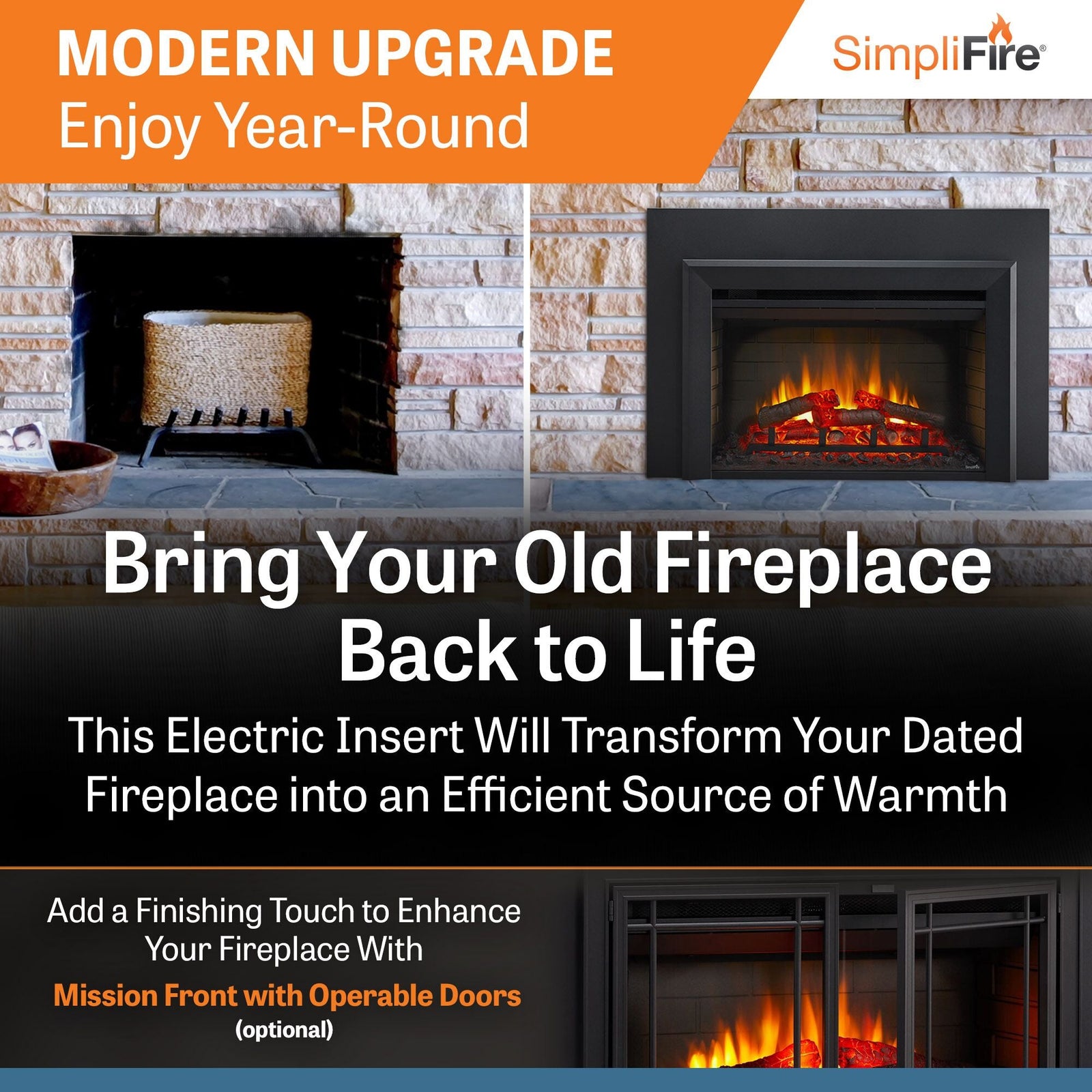 SimpliFire 30" Traditional Electric Fireplace Insert (Model SF-INS30)